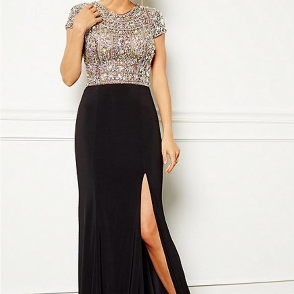 Black tie gown with iredescent gems - Picture 4 of 5